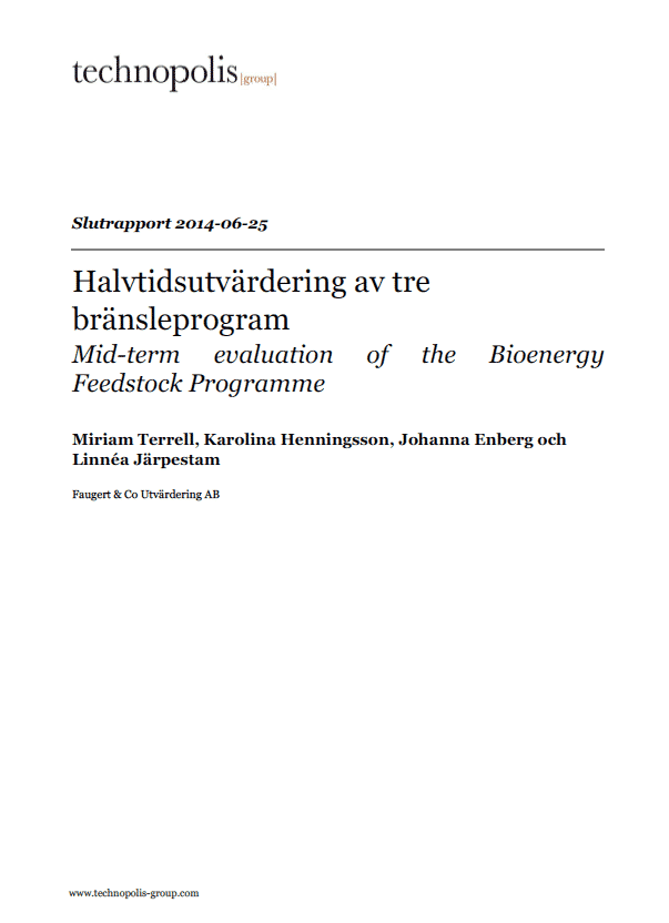 Mid-term evaluation of the Bioenergy Feedstock Programme