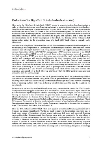 Evaluation of Hightech Gründerfonds