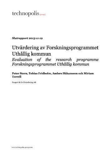 Evaluation of a research programme to produce evidence for municipalities’ decisions on energy efficiency and sustainability