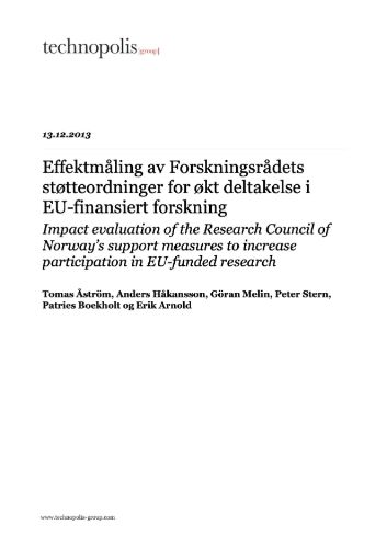 Impact assessment of RCN’s support measures to increase participation in EU-funded research