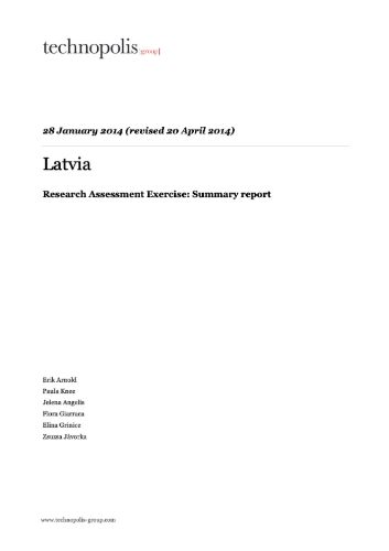Latvia – Research Assessment Exercise: Summary report