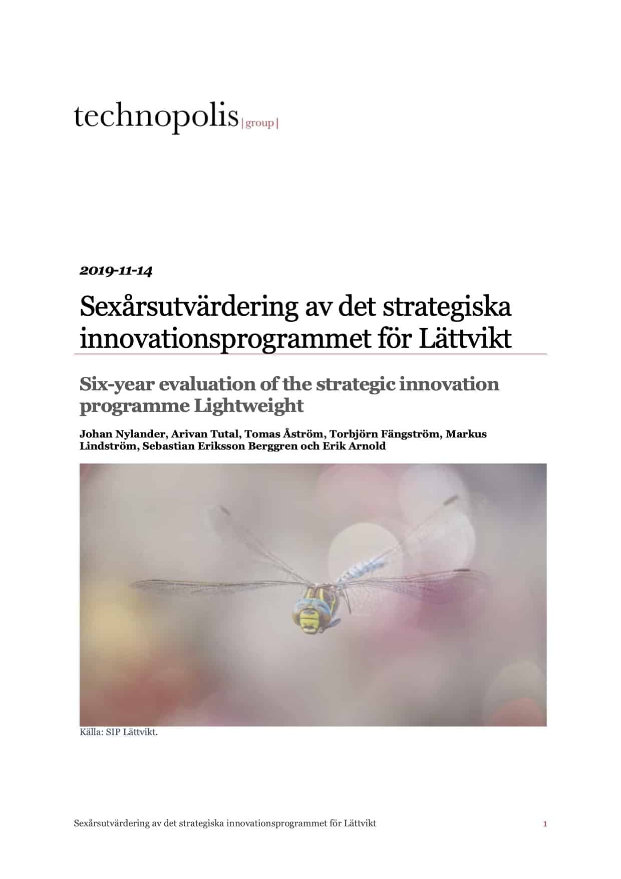 Six-year evaluation of the strategic innovation programme Lightweight