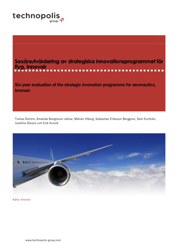 Six-year evaluation of the strategic innovation programme for aeronautics, Innovair