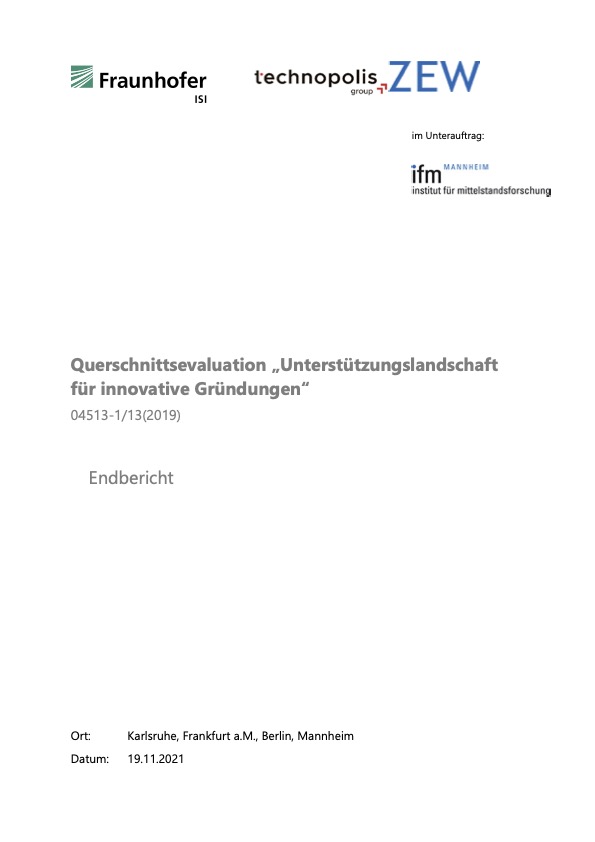 Querschnittsevaluation „Unterstützungslandschaft für innovative Gründungen“